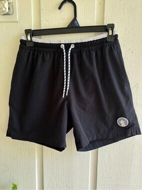 chubbies Black Men's Swim Shorts with White Drawstring